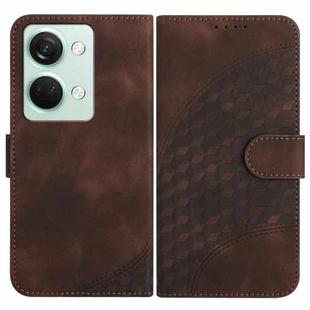 For OnePlus Ace 2V YX0060 Elephant Head Embossed Phone Leather Case with Lanyard(Coffee)