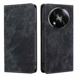 For Itel RS4 4G RFID Anti-theft Brush Magnetic Leather Phone Case(Black)