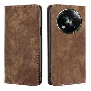 For Itel RS4 4G RFID Anti-theft Brush Magnetic Leather Phone Case(Brown)