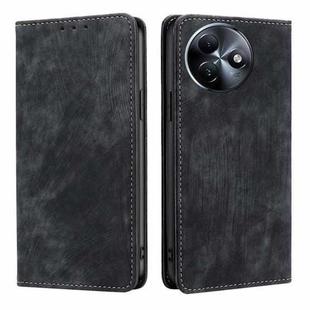 For Itel S24 4G RFID Anti-theft Brush Magnetic Leather Phone Case(Black)