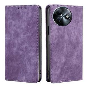 For Itel S24 4G RFID Anti-theft Brush Magnetic Leather Phone Case(Purple)