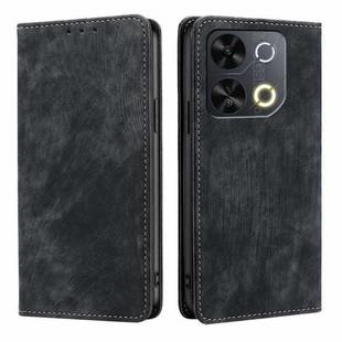 For Itel P65 RFID Anti-theft Brush Magnetic Leather Phone Case(Black)