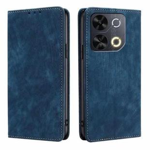 For Itel P65 RFID Anti-theft Brush Magnetic Leather Phone Case(Blue)