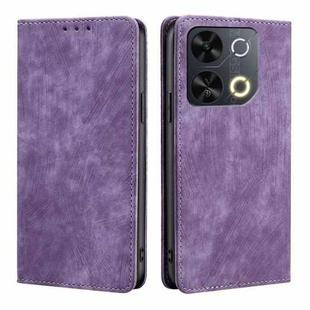 For Itel P65 RFID Anti-theft Brush Magnetic Leather Phone Case(Purple)