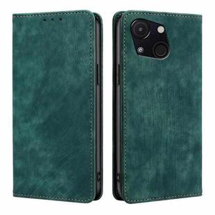 For Itel A50C 4G RFID Anti-theft Brush Magnetic Leather Phone Case(Green)