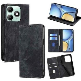 For itel A90 4G RFID Anti-theft Brush Magnetic Leather Phone Case(Black)