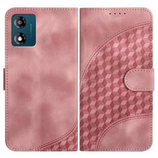 For Motorola Moto E13 YX0060 Elephant Head Embossed Phone Leather Case with Lanyard(Pink)