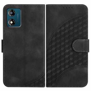 For Motorola Moto E13 YX0060 Elephant Head Embossed Phone Leather Case with Lanyard(Black)