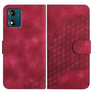 For Motorola Moto E13 YX0060 Elephant Head Embossed Phone Leather Case with Lanyard(Rose Red)