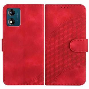 For Motorola Moto E13 YX0060 Elephant Head Embossed Phone Leather Case with Lanyard(Red)