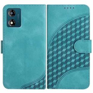 For Motorola Moto E13 YX0060 Elephant Head Embossed Phone Leather Case with Lanyard(Light Blue)