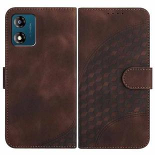 For Motorola Moto E13 YX0060 Elephant Head Embossed Phone Leather Case with Lanyard(Coffee)