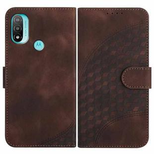 For Motorola Moto E20 4G YX0060 Elephant Head Embossed Phone Leather Case with Lanyard(Coffee)