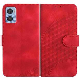 For Motorola Moto E22 YX0060 Elephant Head Embossed Phone Leather Case with Lanyard(Red)