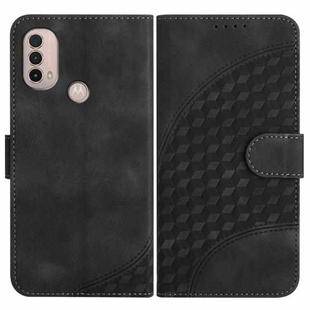 For Motorola Moto E40/E30 YX0060 Elephant Head Embossed Phone Leather Case with Lanyard(Black)