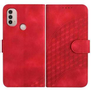 For Motorola Moto E40/E30 YX0060 Elephant Head Embossed Phone Leather Case with Lanyard(Red)