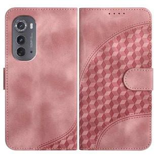 For Motorola Edge 2022 YX0060 Elephant Head Embossed Phone Leather Case with Lanyard(Pink)