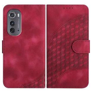 For Motorola Edge 2022 YX0060 Elephant Head Embossed Phone Leather Case with Lanyard(Rose Red)