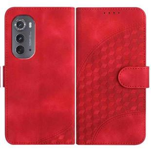 For Motorola Edge 2022 YX0060 Elephant Head Embossed Phone Leather Case with Lanyard(Red)