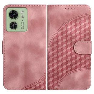For Motorola Edge 40 YX0060 Elephant Head Embossed Phone Leather Case with Lanyard(Pink)