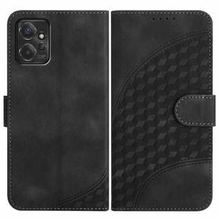 For Motorola Moto G Power 2023 YX0060 Elephant Head Embossed Phone Leather Case with Lanyard(Black)