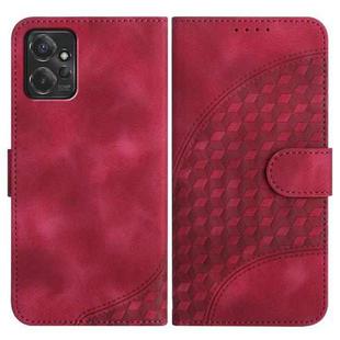 For Motorola Moto G Power 2023 YX0060 Elephant Head Embossed Phone Leather Case with Lanyard(Rose Red)