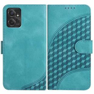 For Motorola Moto G Power 2023 YX0060 Elephant Head Embossed Phone Leather Case with Lanyard(Light Blue)