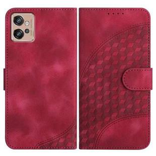 For Motorola Moto G32 YX0060 Elephant Head Embossed Phone Leather Case with Lanyard(Rose Red)