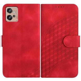 For Motorola Moto G32 YX0060 Elephant Head Embossed Phone Leather Case with Lanyard(Red)