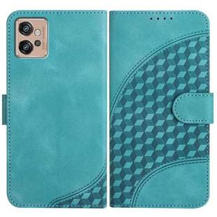 For Motorola Moto G32 YX0060 Elephant Head Embossed Phone Leather Case with Lanyard(Light Blue)