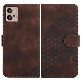 For Motorola Moto G32 YX0060 Elephant Head Embossed Phone Leather Case with Lanyard(Coffee)