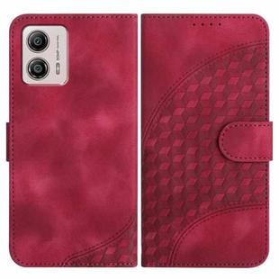 For Motorola Moto G53 5G/G13/G23/G53 YX0060 Elephant Head Embossed Phone Leather Case with Lanyard(Rose Red)