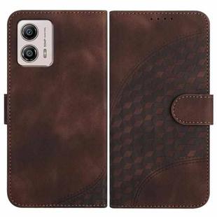 For Motorola Moto G53 5G/G13/G23/G53 YX0060 Elephant Head Embossed Phone Leather Case with Lanyard(Coffee)