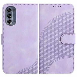 For Motorola Moto G62 5G YX0060 Elephant Head Embossed Phone Leather Case with Lanyard(Light Purple)