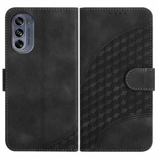 For Motorola Moto G62 5G YX0060 Elephant Head Embossed Phone Leather Case with Lanyard(Black)