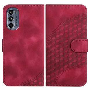 For Motorola Moto G62 5G YX0060 Elephant Head Embossed Phone Leather Case with Lanyard(Rose Red)