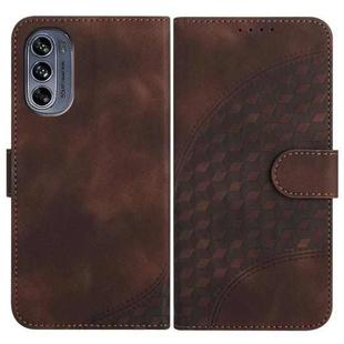 For Motorola Moto G62 5G YX0060 Elephant Head Embossed Phone Leather Case with Lanyard(Coffee)