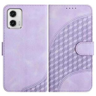 For Motorola Moto G73 YX0060 Elephant Head Embossed Phone Leather Case with Lanyard(Light Purple)