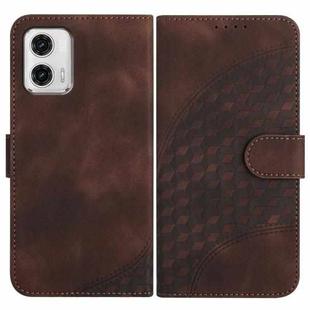 For Motorola Moto G73 YX0060 Elephant Head Embossed Phone Leather Case with Lanyard(Coffee)