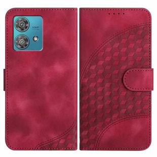 For Motorola Edge 40 Neo 5G YX0060 Elephant Head Embossed Phone Leather Case with Lanyard(Rose Red)