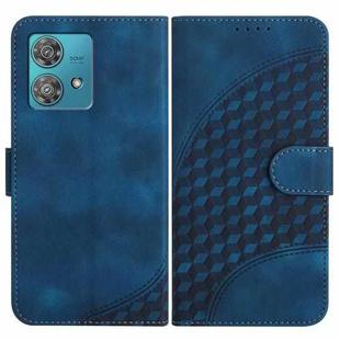 For Motorola Edge 40 Neo 5G YX0060 Elephant Head Embossed Phone Leather Case with Lanyard(Royal Blue)