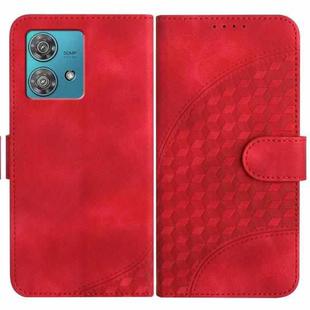 For Motorola Edge 40 Neo 5G YX0060 Elephant Head Embossed Phone Leather Case with Lanyard(Red)