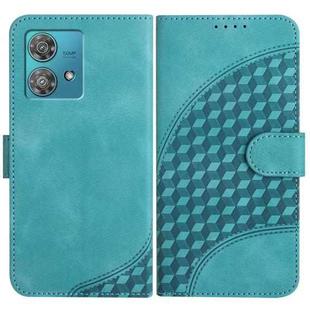 For Motorola Edge 40 Neo 5G YX0060 Elephant Head Embossed Phone Leather Case with Lanyard(Light Blue)