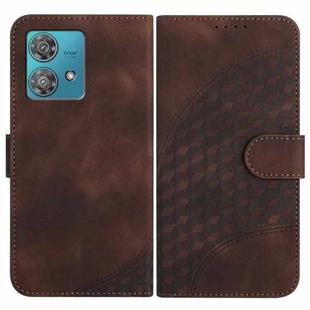 For Motorola Edge 40 Neo 5G YX0060 Elephant Head Embossed Phone Leather Case with Lanyard(Coffee)