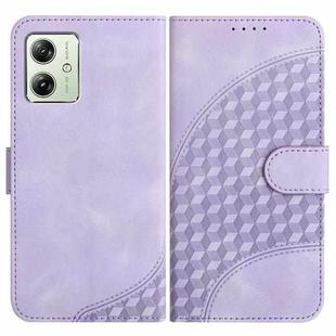 For Motorola Moto G54 Global YX0060 Elephant Head Embossed Phone Leather Case with Lanyard(Light Purple)