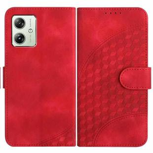 For Motorola Moto G54 Global YX0060 Elephant Head Embossed Phone Leather Case with Lanyard(Red)
