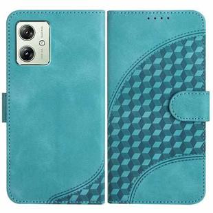 For Motorola Moto G54 Global YX0060 Elephant Head Embossed Phone Leather Case with Lanyard(Light Blue)