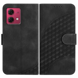 For Motorola Moto G84 5G YX0060 Elephant Head Embossed Phone Leather Case with Lanyard(Black)