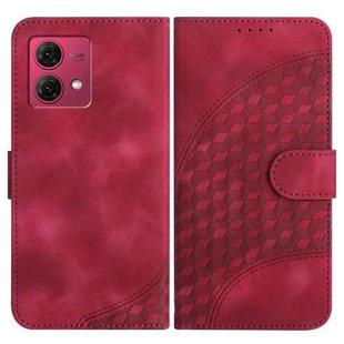 For Motorola Moto G84 5G YX0060 Elephant Head Embossed Phone Leather Case with Lanyard(Rose Red)