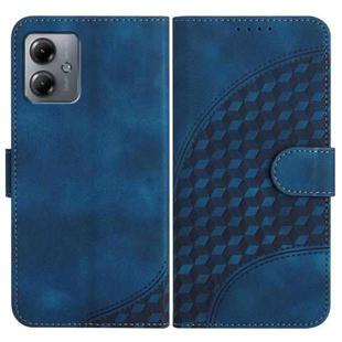 For Motorola Moto G14 YX0060 Elephant Head Embossed Phone Leather Case with Lanyard(Royal Blue)